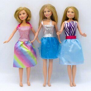Mary Kate & Ashley Dolls Set Of 3 Blonde Hair 11.5" With Colorful Dresses